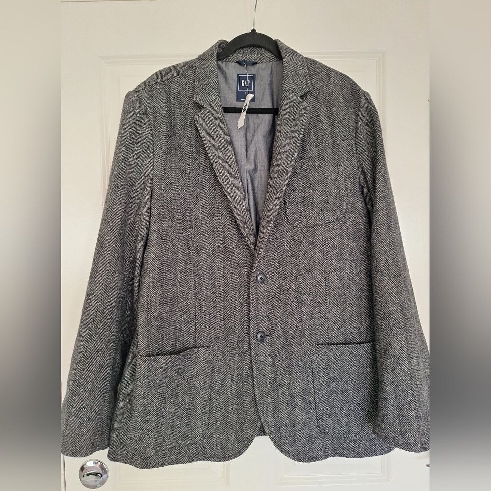 Gap Blazer Jacket XLarge Men Gray Wool Single Vent 2 Buttons
